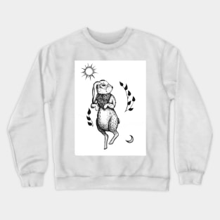 Sun moon and white rabbit Crewneck Sweatshirt